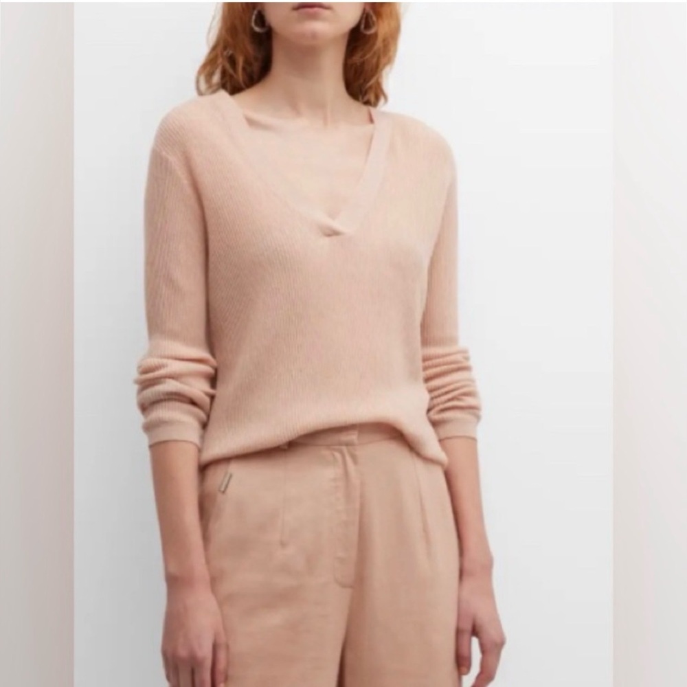 Massimo Dutti Blush Pink V-Neck Sweater small